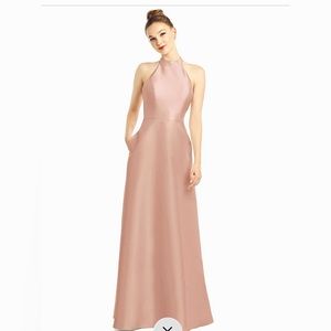ALFRED SUNG Blush Halter Maxi Dress